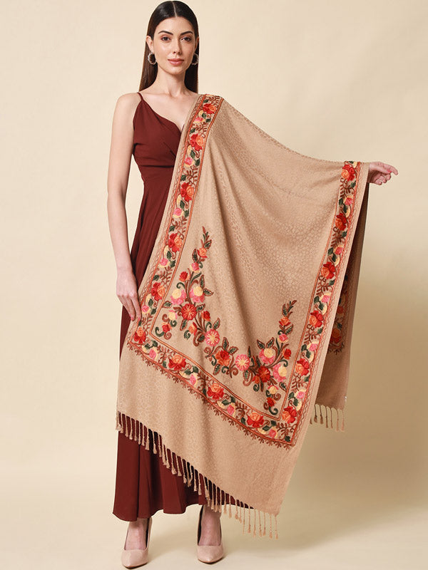 Women's khushnuma Kashmiri Aari Embroidery Stole (Size: 71X203 CM)