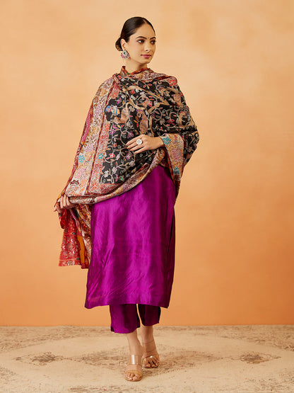 Women Bahaar Kalamkari Embroidered Shawl (Size: 101x203 CM)