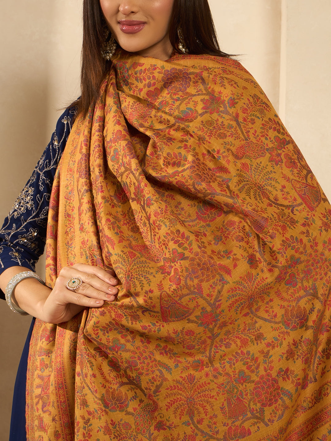Women Orchard Kaani Wool Blend Kashmiri Shawl