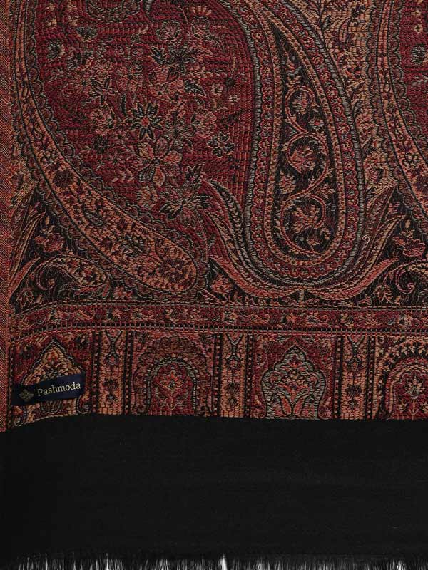 Men Zarif-e-Kashmir  Woven Design Shawl (SIZE: 101x203 CM, Black Color)