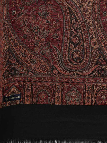 Men Zarif-e-Kashmir  Woven Design Shawl (SIZE: 101x203 CM, Black Color)