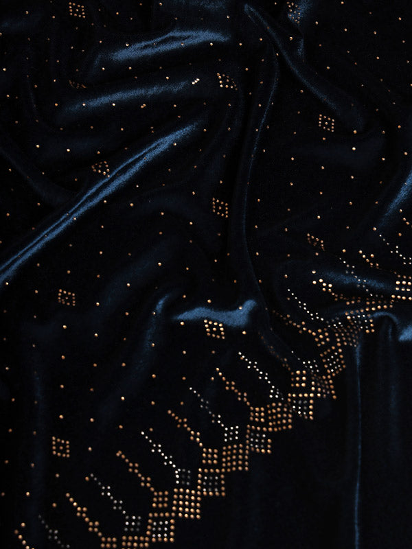 Womenƒ??s Makhamli Velvet Crystal Embellished Stole (Size 71X203 cms )