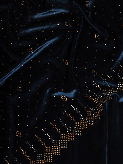 Womenƒ??s Makhamli Velvet Crystal Embellished Stole (Size 71X203 cms )