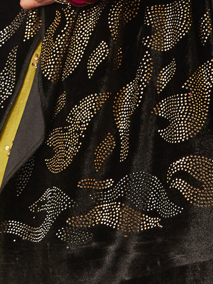 Gift Box of Mahvash Velvet Swarovski Crystal Work Stole (Size: 71x203 CM)