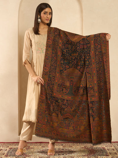Women Shahi Manzar Kaani Wool Blend Kashmiri Shawl