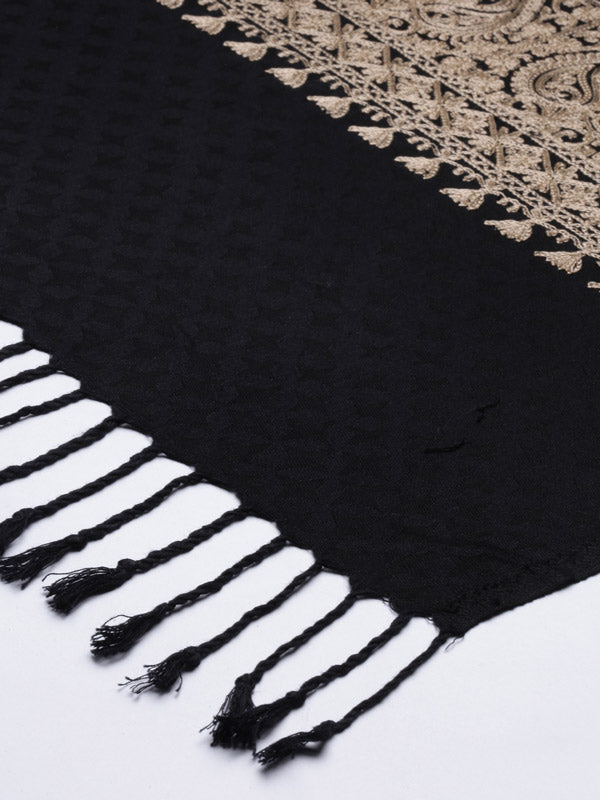Menƒ??s Shalimaar Kashmiri Embroidery Stole ,Size 71X203 CM, Beige Color