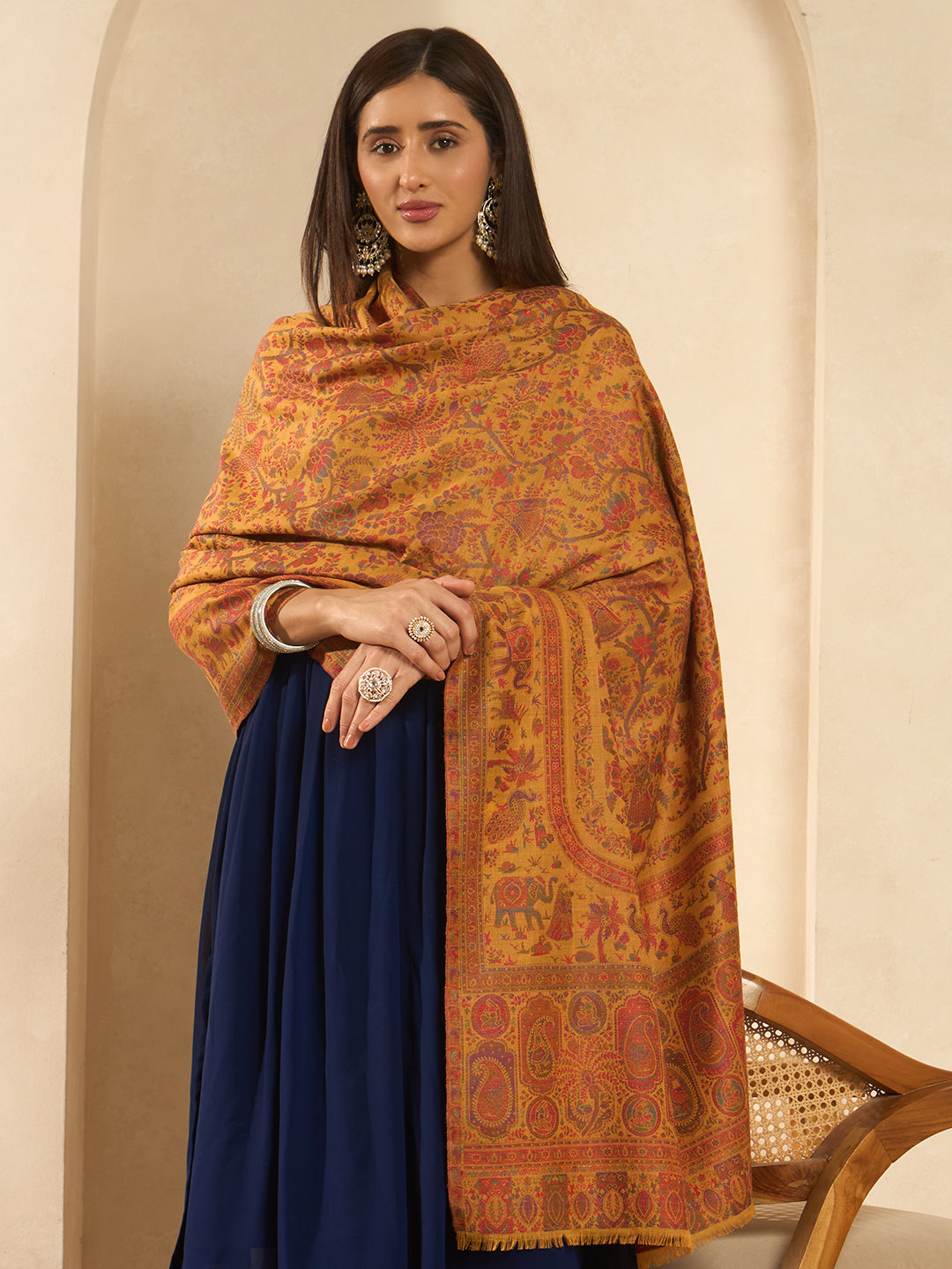 Women Orchard Kaani Wool Blend Kashmiri Shawl