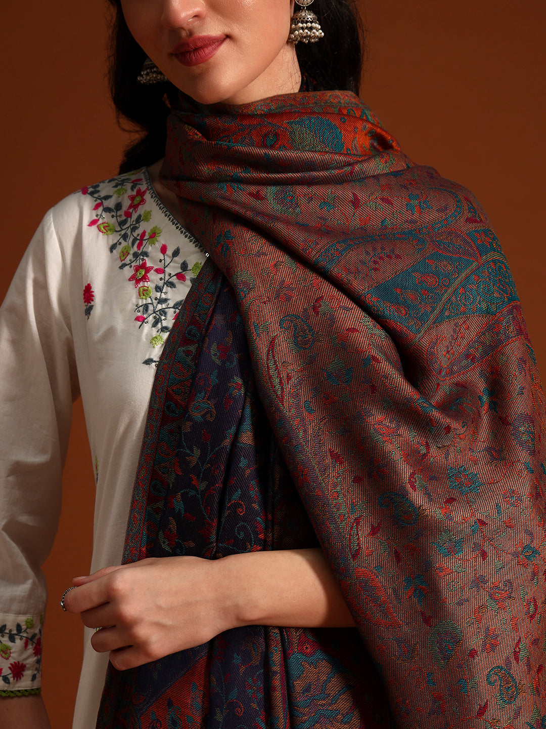 Women Floral Heritage Kaani Elegance Kashmiri Shawl