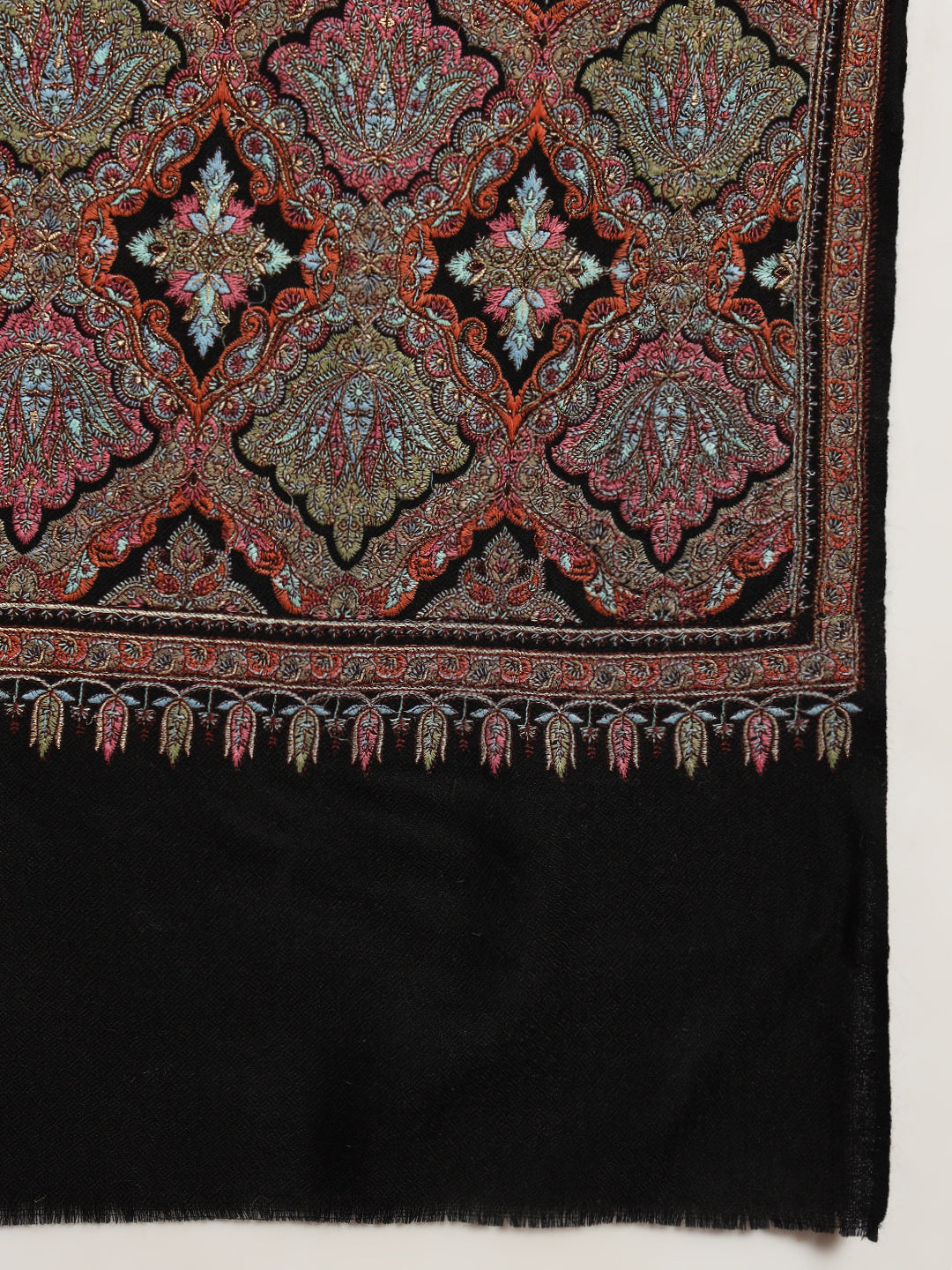 Pashmoda Womenƒ??s Zaira 100% Fine Wool Sozni Hand Embroidered Shawl (Size: 101x203 Cm)