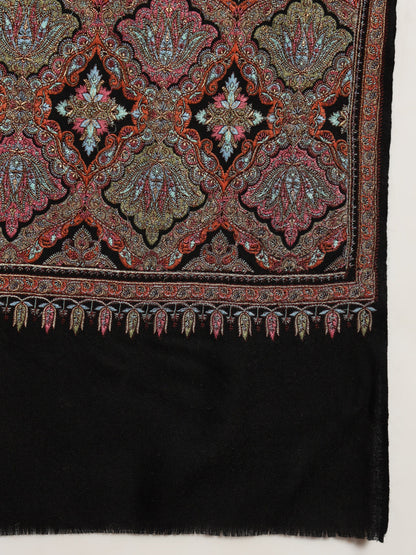 Pashmoda Womenƒ??s Zaira 100% Fine Wool Sozni Hand Embroidered Shawl (Size: 101x203 Cm)