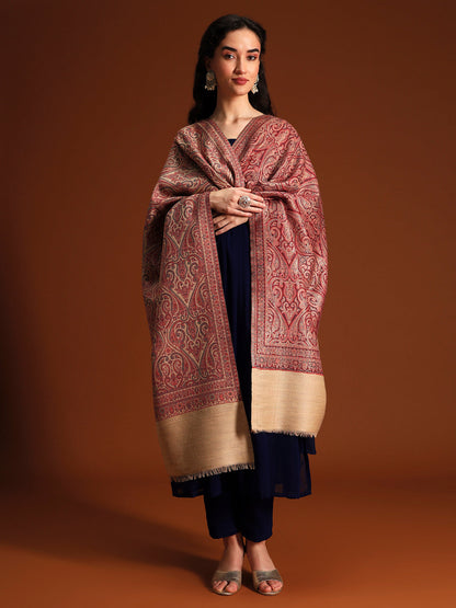 Women Regalis Zari Reversible Kaani Fine Wool Shawl