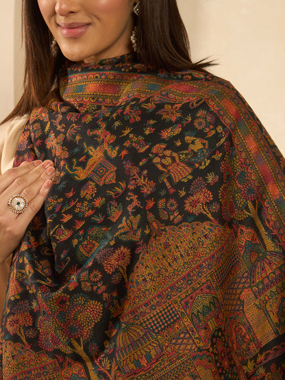 Women Shahi Manzar Kaani Wool Blend Kashmiri Shawl