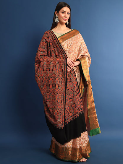 Pashmoda Womenƒ??s Gulsheren  100% Fine Wool Sozni Hand Embroidered Shawl (Size: 101x203 Cm)