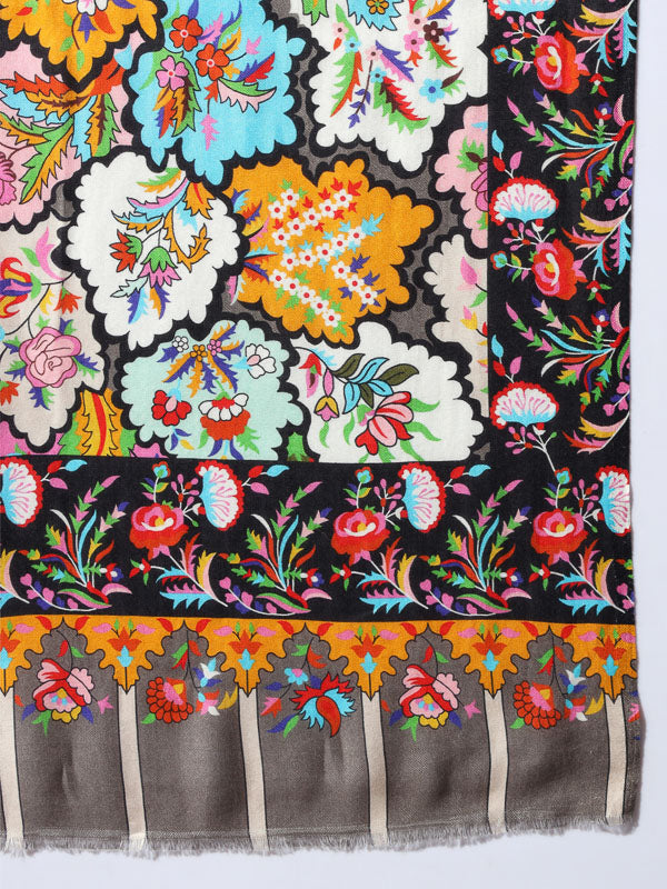 Women's Chaman Multicoloured Printed Stole (Size : 71X203 CM)