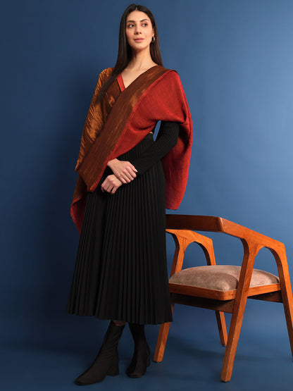 Pashmoda Womenƒ??s Zarish Reversible Zari Moonlight Fine Wool Stole (Size: 71x203 Cm)