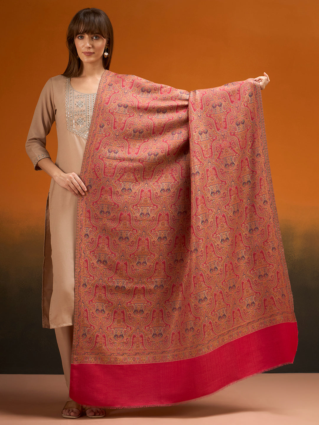 Women Gulnaar Royale Zari Reversible Kaani Fine Wool Shawl