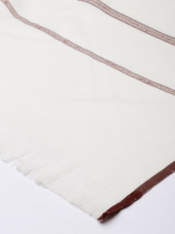 Men farhat Woven Design Shawl (Size: 127x254 cms, White  Color)