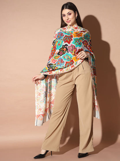 Women's Chaman Multicoloured Printed Stole (Size : 71X203 CM)
