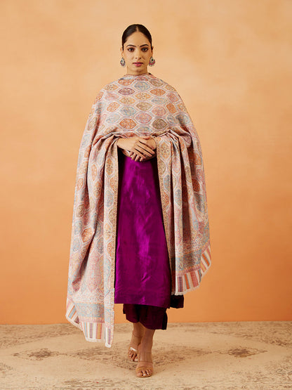 Women Gulnaz Kaani Wool Blend Kashmiri Shawl (Size: 101x203 CM)