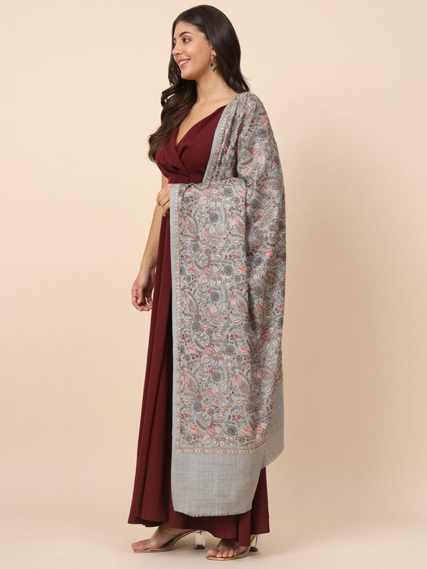 Women Gilkaari 100% Pure Wool Embroidered Shawl (Size 101X203 CM)