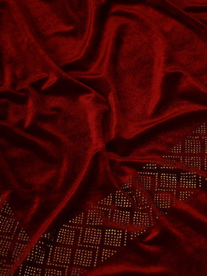 Women's Gul-e-Nazakat Velvet Crystal Work Stole (Size 71X203 CM)