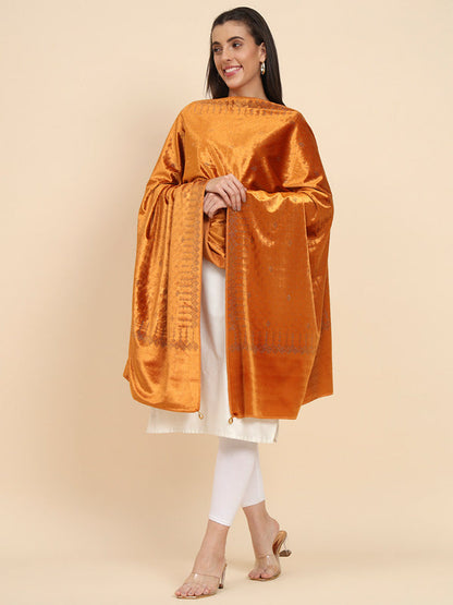 Womenƒ??s Makhamli Velvet Crystal Embellished Stole (Size 71X203 cms )
