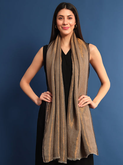Pashmoda Womenƒ??s Zarish Reversible Zari Moonlight Fine Wool Stole (Size: 71x203 Cm)