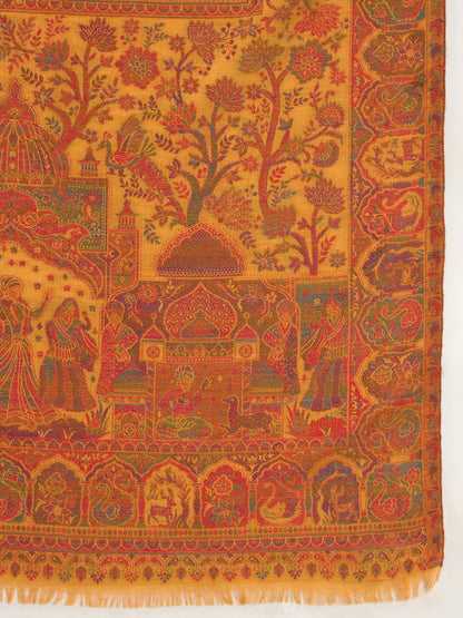 Women Shahi Manzar Kaani Wool Blend Kashmiri Shawl