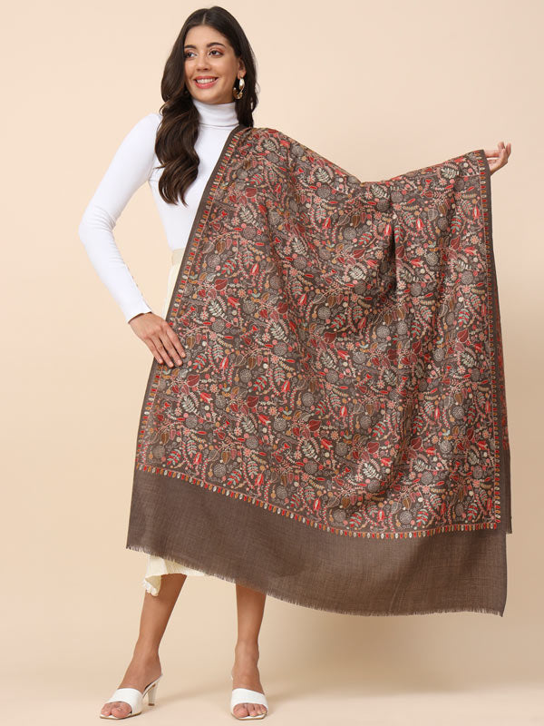 Women Gilkaari 100% Pure Wool Embroidered Shawl (Size 101X203 CM)