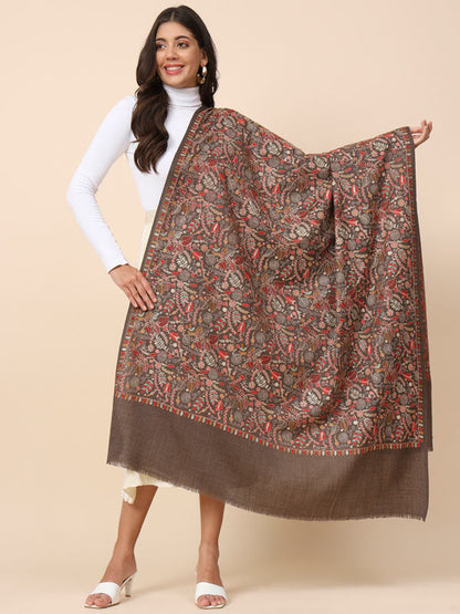 Women Gilkaari 100% Pure Wool Embroidered Shawl (Size 101X203 CM)