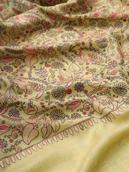 Women Gilkaari 100% Pure Wool Embroidered Shawl (Size 101X203 CM)