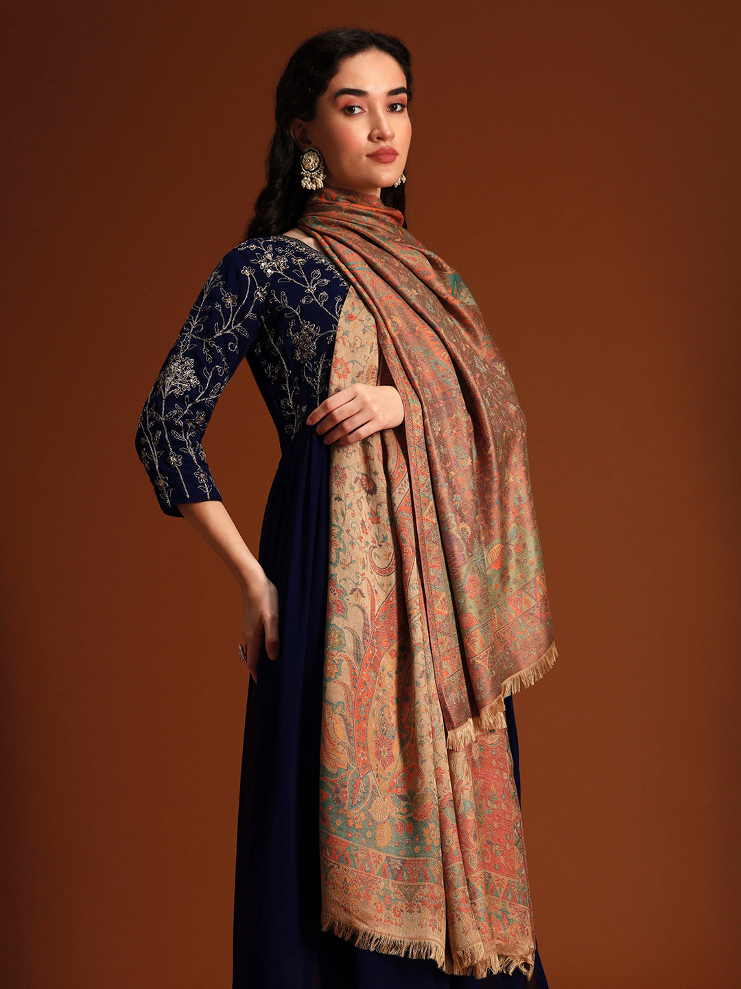 Women Floral Heritage Kaani Elegance Kashmiri Shawl