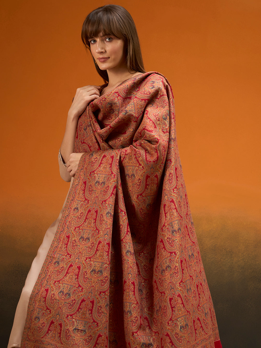 Women Gulnaar Royale Zari Reversible Kaani Fine Wool Shawl