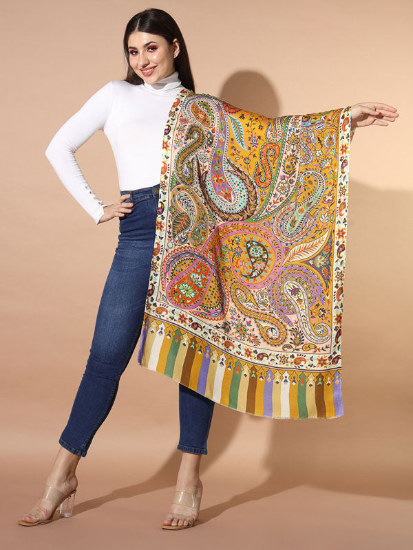Women's Chaman Multicoloured Printed Stole (Size : 71X203 CM)