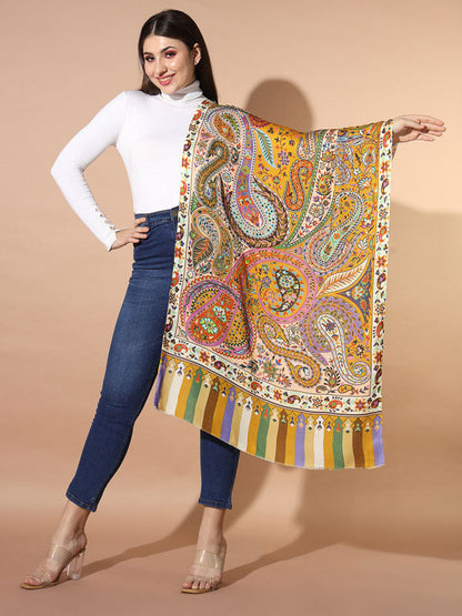 Women's Chaman Multicoloured Printed Stole (Size : 71X203 CM)