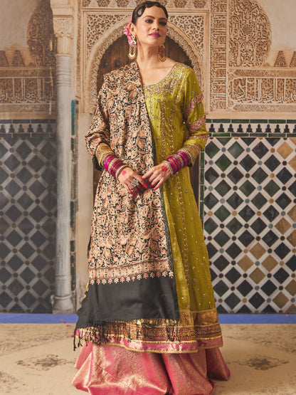 Gift Box of Aangan Wool Blend Nalki Embroidered Stole (Size: 71x203 CM)