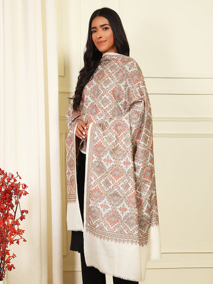 Pashmoda Womenƒ??s Zaira 100% Fine Wool Sozni Hand Embroidered Shawl (Size: 101x203 Cm)