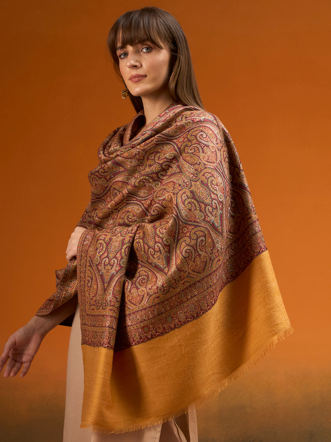Women Regalis Zari Reversible Kaani Fine Wool Shawl