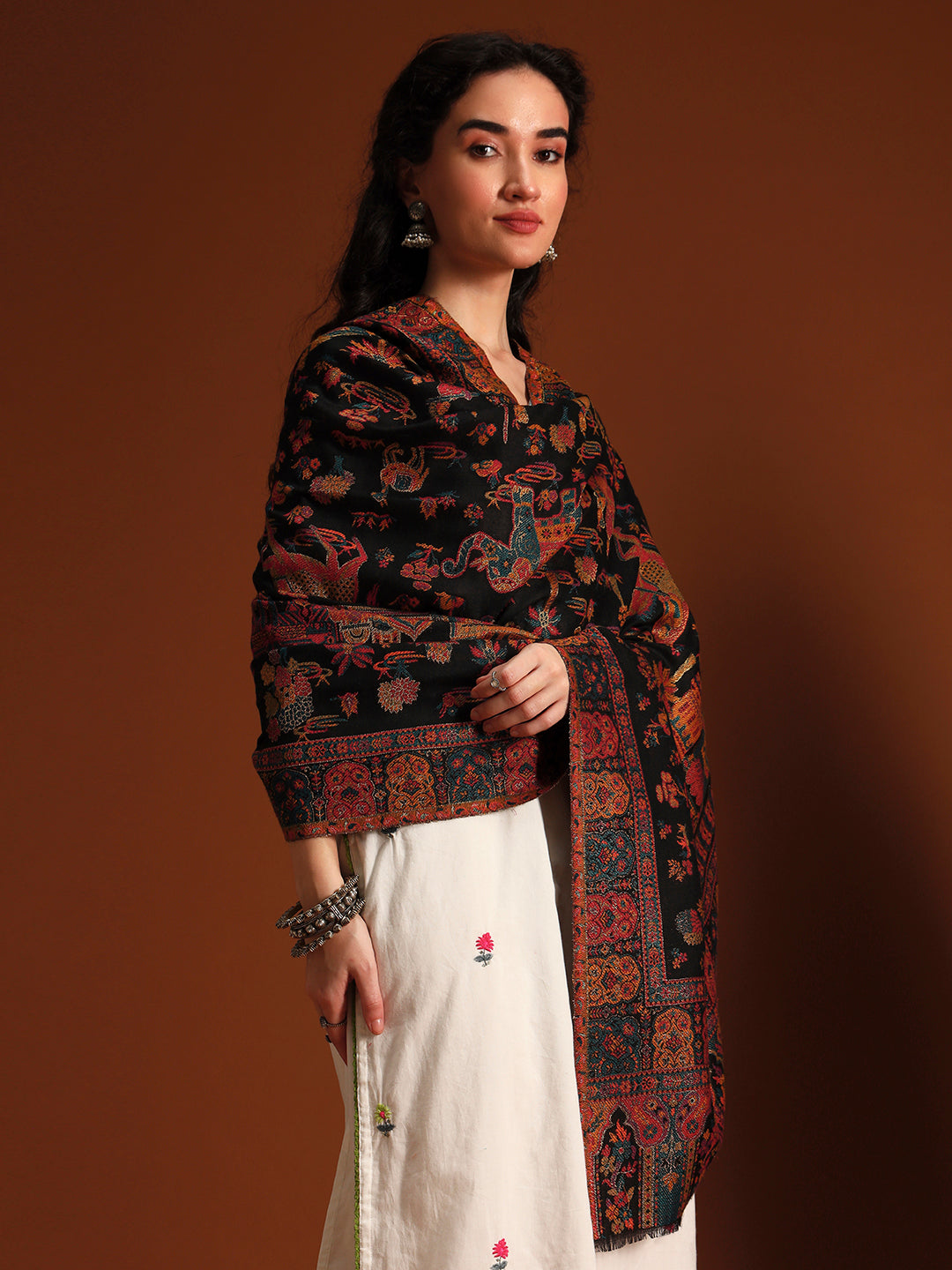 Women Gulrukh Zari Reversible Kaani Fine Wool Shawl