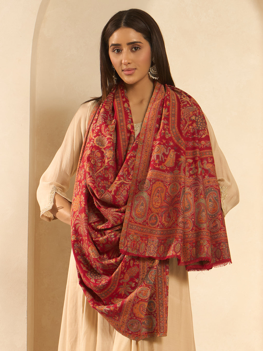 Women Orchard Kaani Wool Blend Kashmiri Shawl