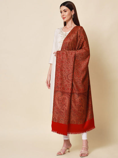 Women's Zarif-e-Kashmir Wool Blend Jamawar Shawl (Size: 101X203 CM)