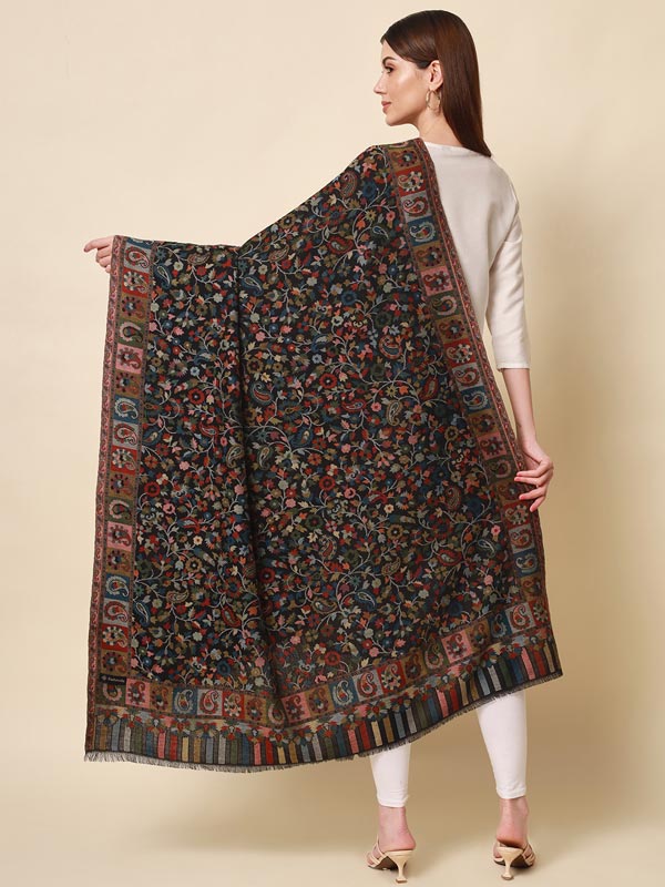 Women's Bahaar Kaani Wool Blend Kashmiri Shawl (Size 101X203 CM)