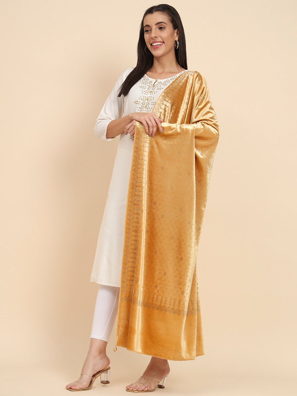 Womenƒ??s Makhamli Velvet Crystal Embellished Stole (Size 71X203 cms )