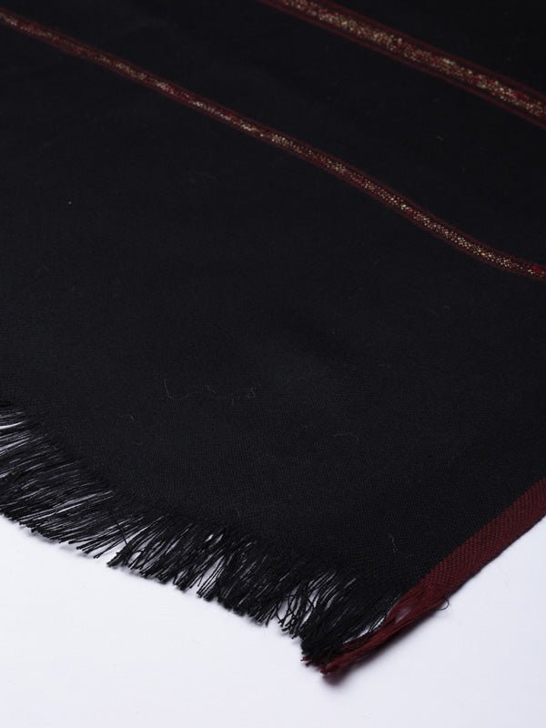 Men farhat Woven Design Shawl (Size  127x254 cms, Black Color)