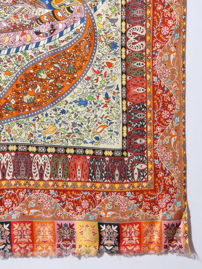 Women's Firdousi Multicoloured Printed Stole (Size : 71X203 CM)