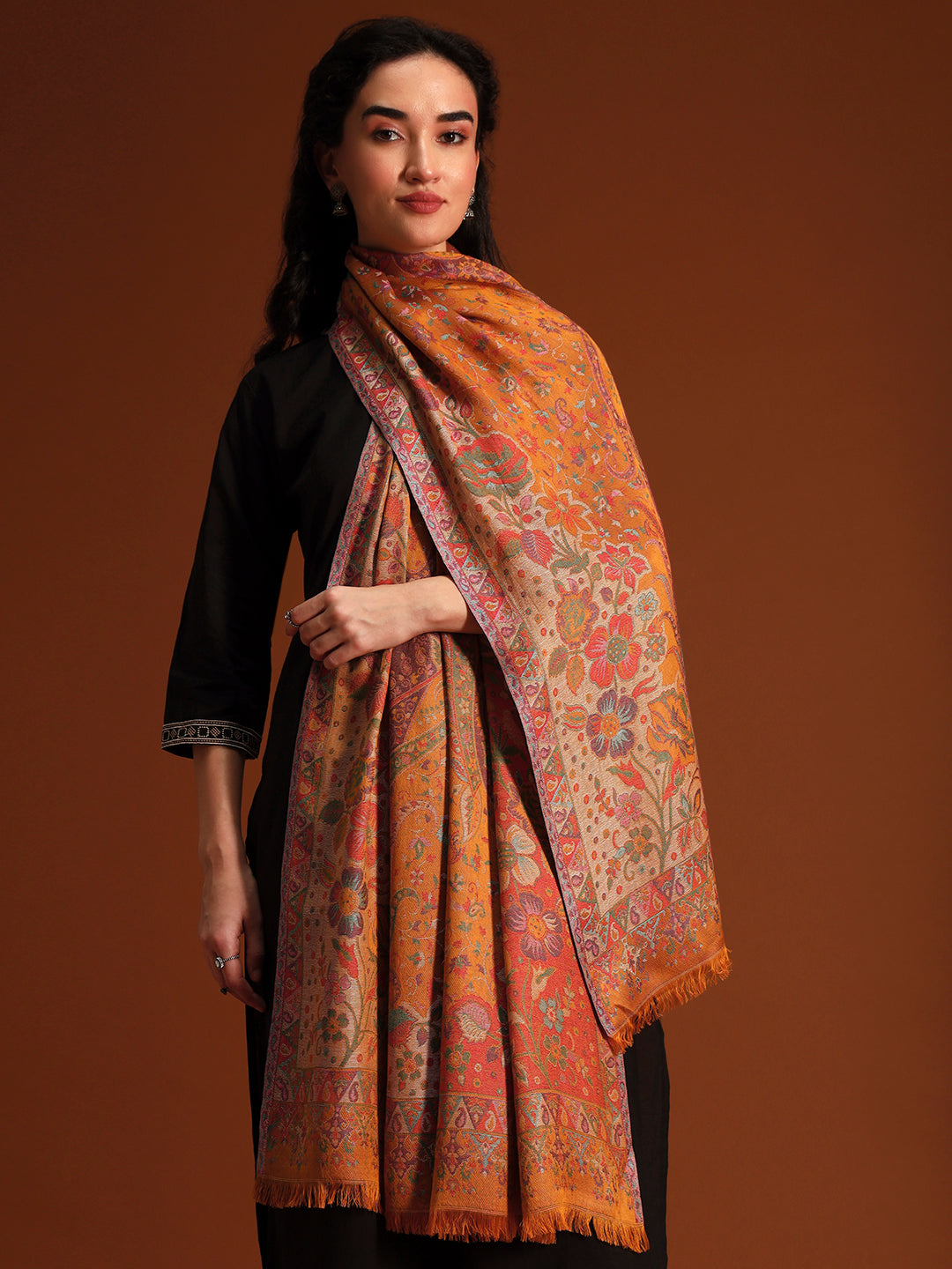 Women Floral Heritage Kaani Elegance Kashmiri Shawl