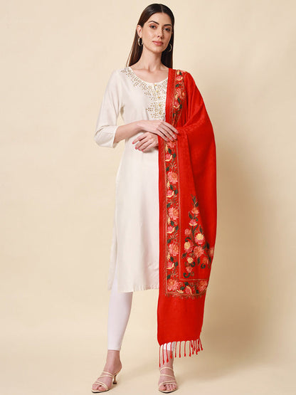 Women's khushnuma Kashmiri Aari Embroidery Stole (Size: 71X203 CM)