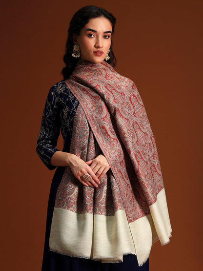 Women Gulnaar Royale Zari Reversible Kaani Fine Wool Shawl