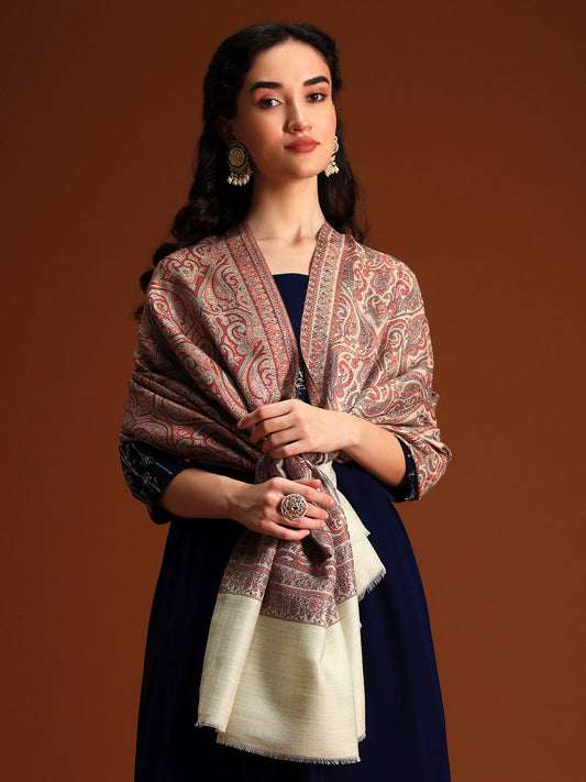 Women Regalis Zari Reversible Kaani Fine Wool Shawl