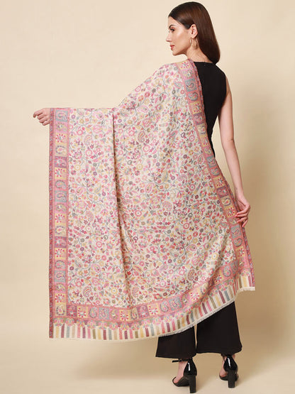 Women's Bahaar Kaani Wool Blend Kashmiri Shawl (Size 101X203 CM)